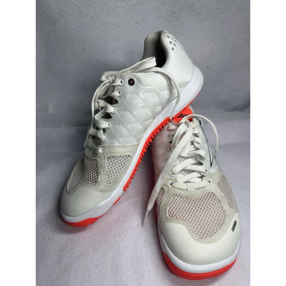 Reebok Training Shoes Womens 8 White Coral Orange Cross Training Gym Athletic